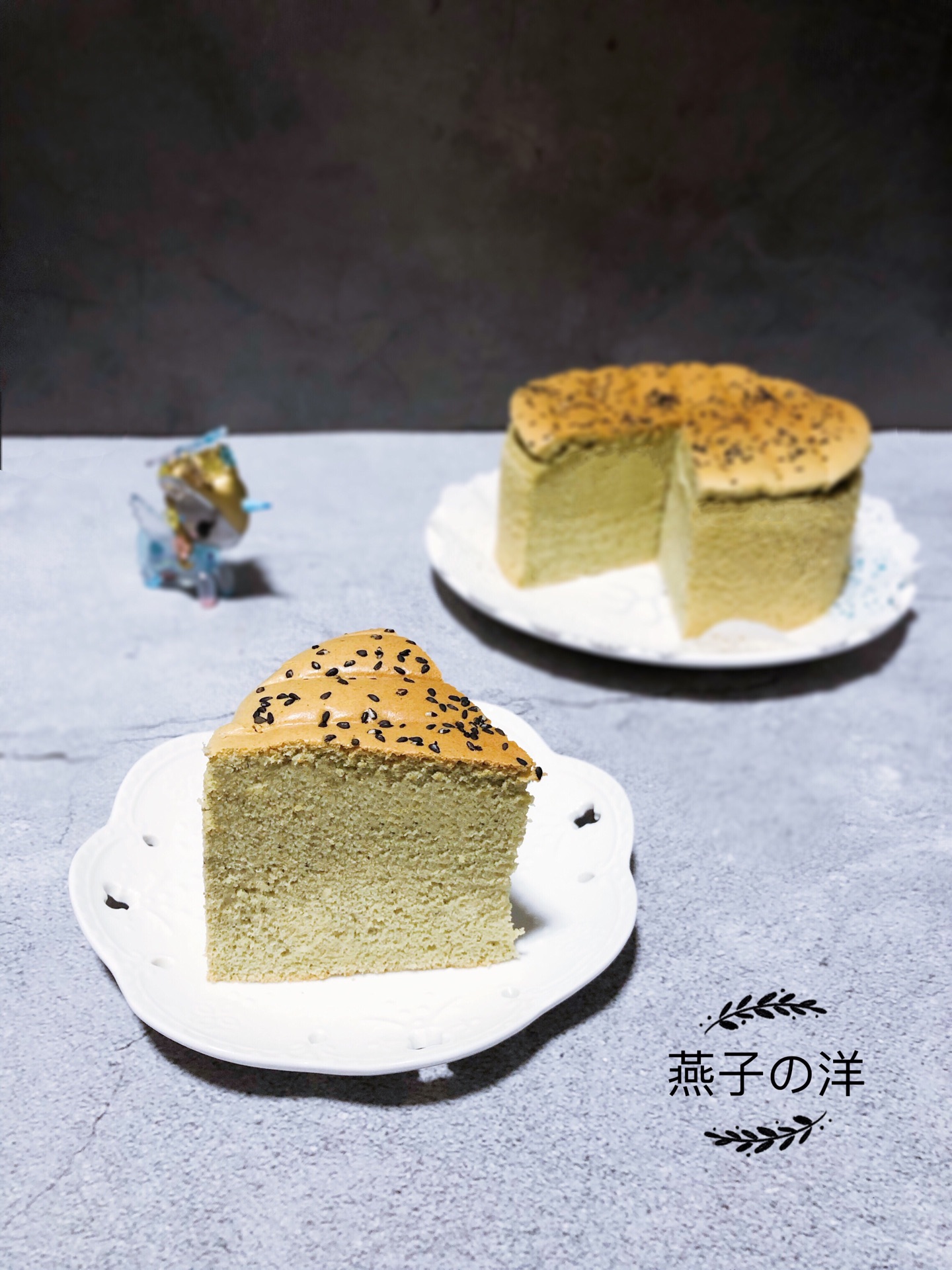 【戚风】黑芝麻抹茶蛋糕