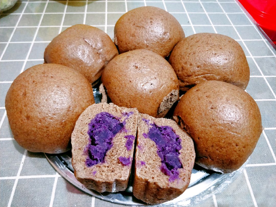 紫薯黑麦面馒头