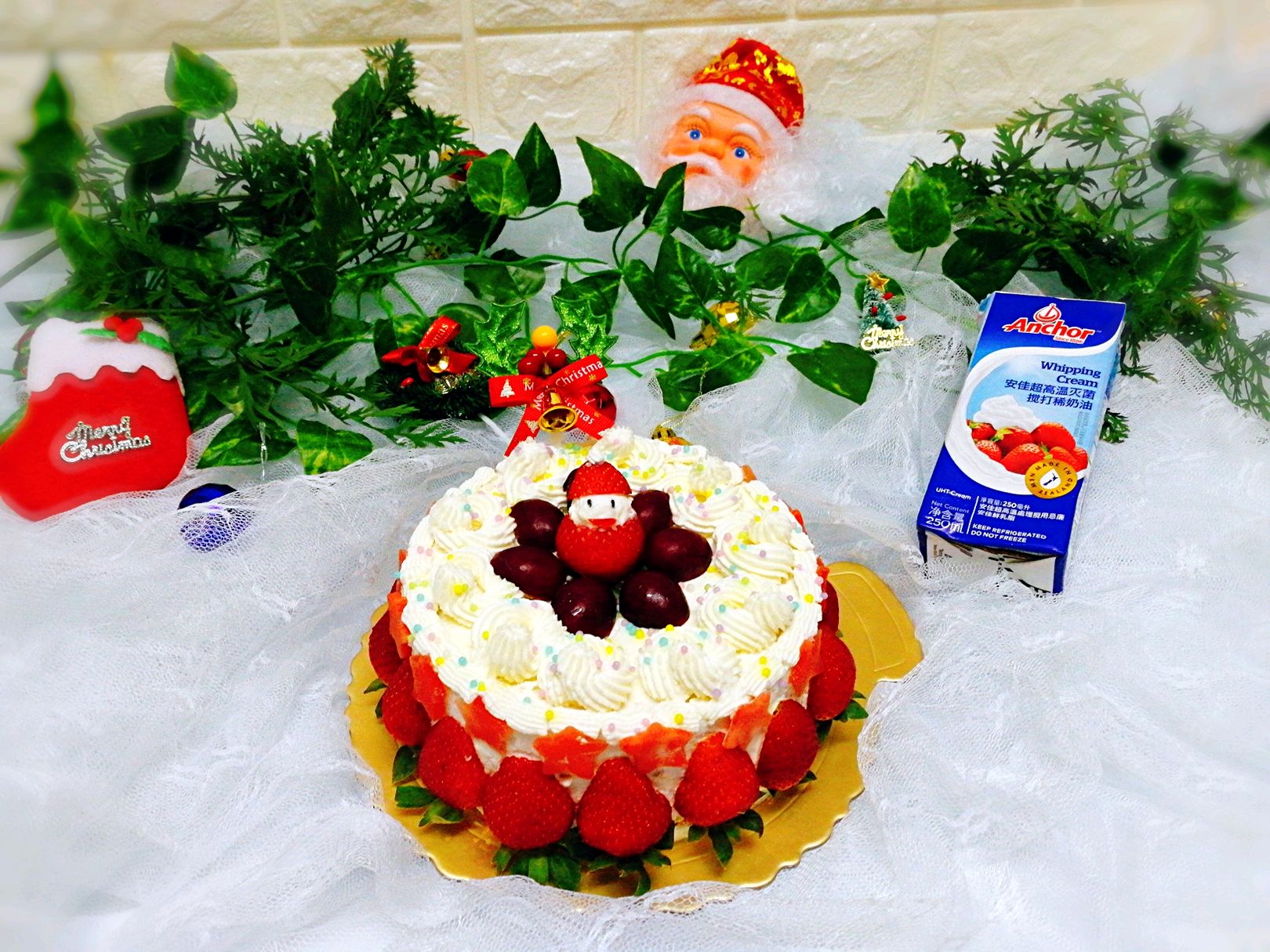 草莓雪人奶油蛋糕