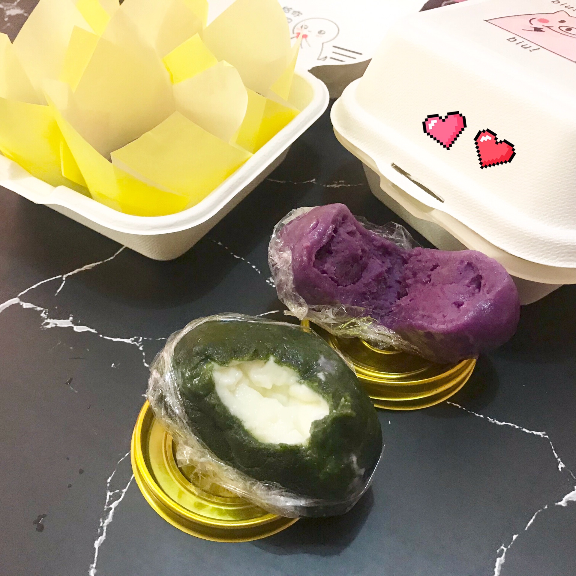 鲜奶青团+紫薯青团
