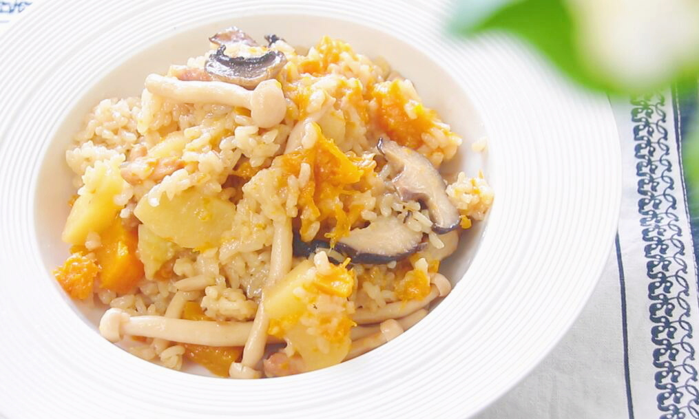 菌菇鸡肉饭 宝宝辅食，土豆+南瓜+口蘑+大米