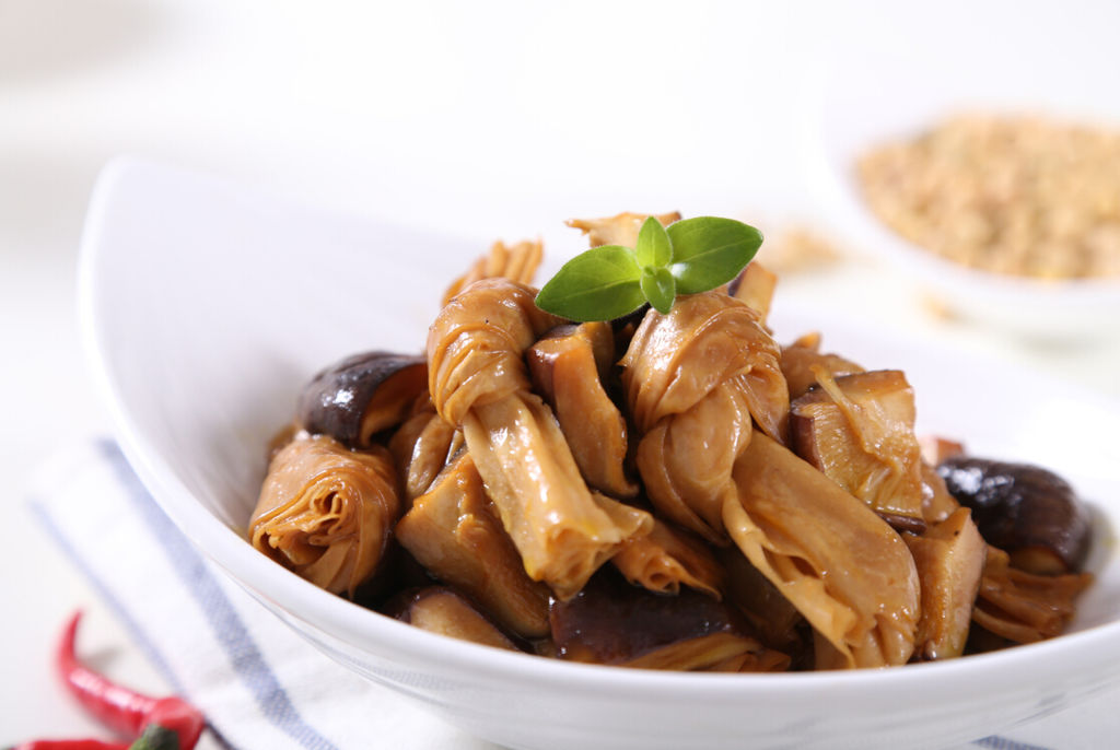 自动烹饪锅简单做香菇腐竹结-捷赛私房菜