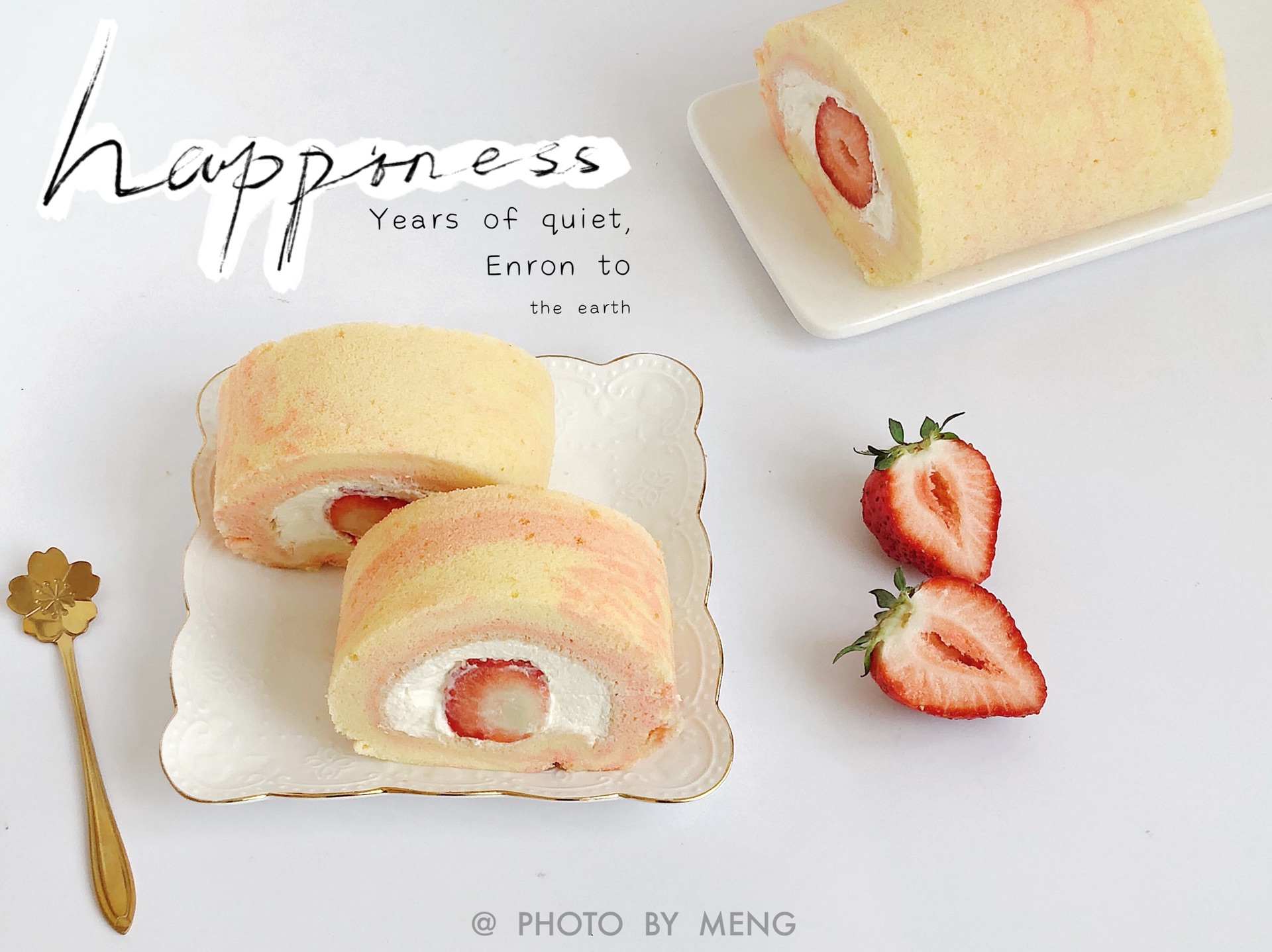 水果物语丨大理石纹草莓奶油蛋糕卷