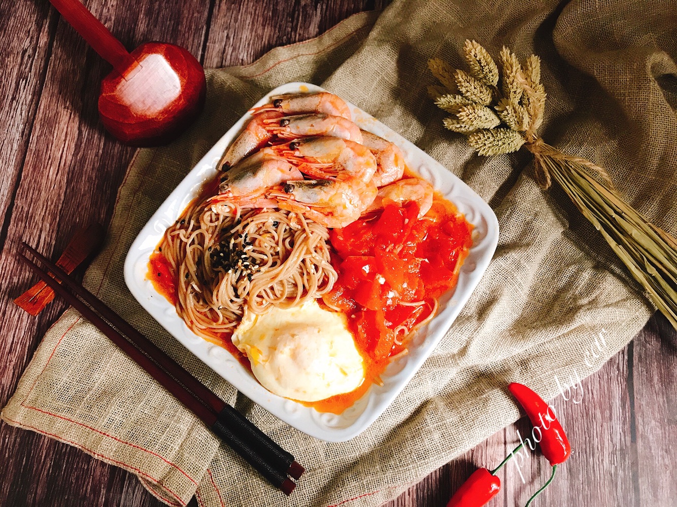 北极虾番茄荞麦面汤 快手营养早餐