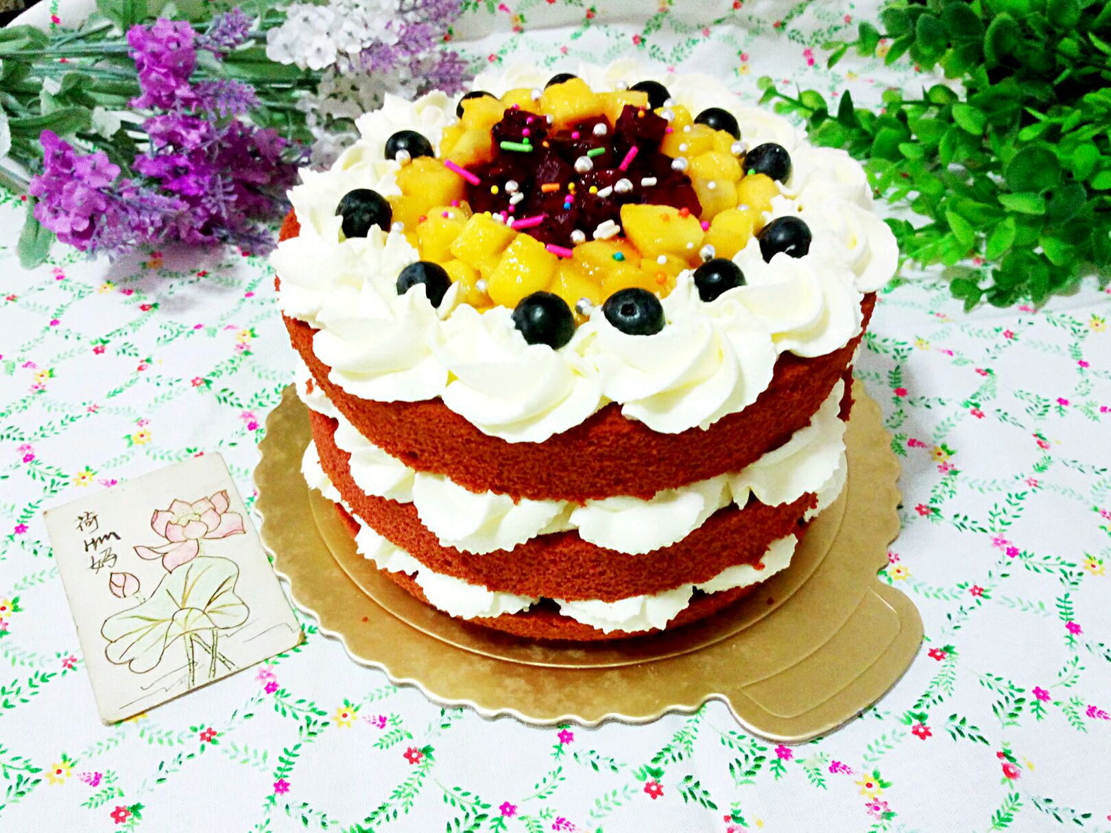 红丝绒水果裸蛋糕