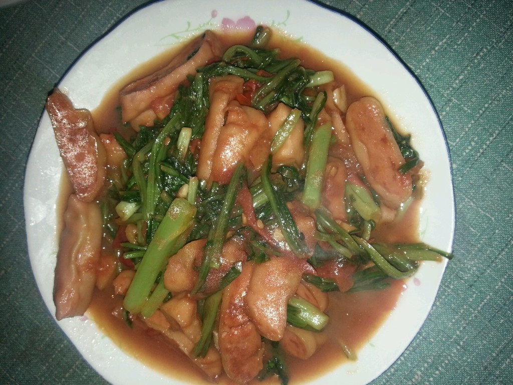 虾饺炒莜麦菜