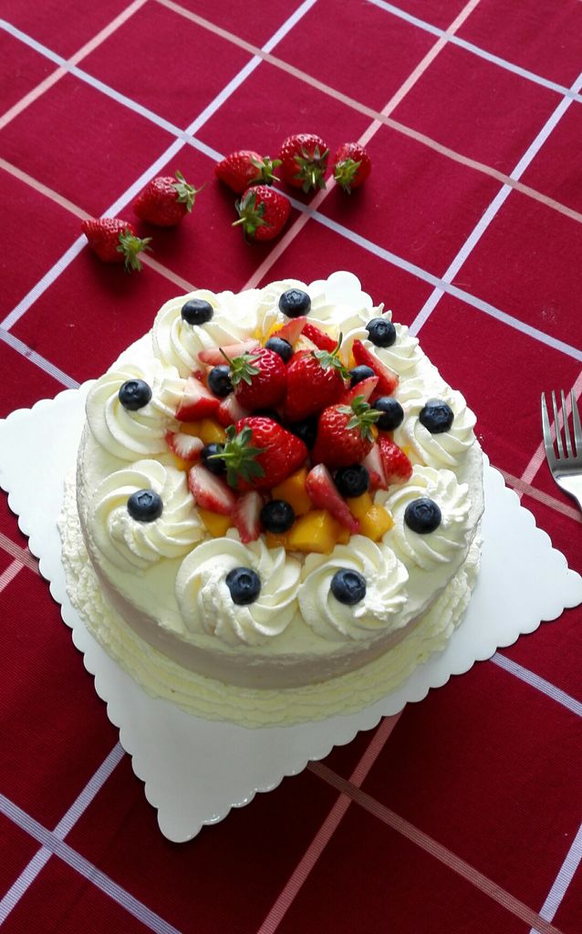 水果奶油裱花蛋糕(八寸超详细版）