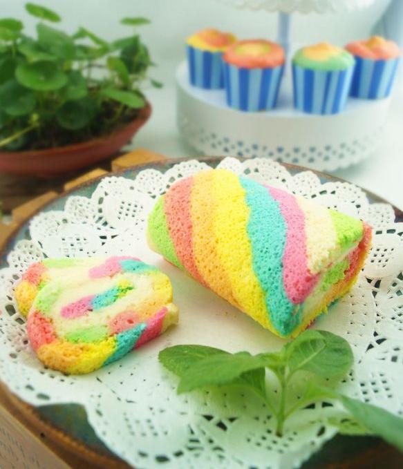 梦幻彩虹蛋糕卷